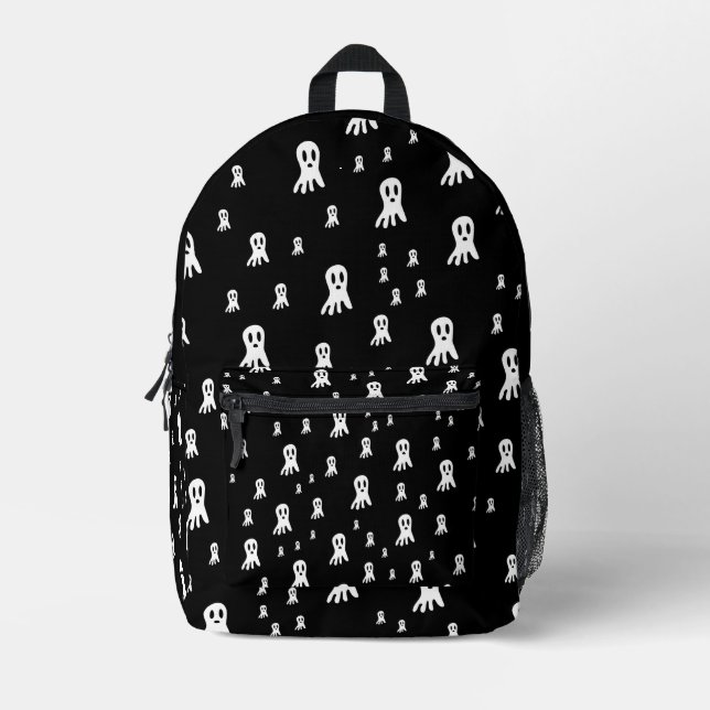 Spooky Gothic Ghost Illustration Printed Backpack (Front)