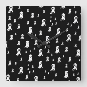 Spooky Gothic Ghost Illustration Square Wall Clock