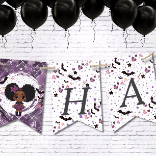 Spooky gothic girl afro-puff Happy Birthday  Bunting