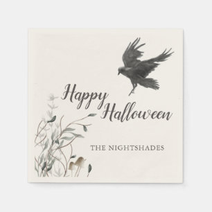 Spooky Gothic Halloween   Black Raven Napkin