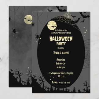 Spooky Gothic Halloween Party Graveyard Invitation