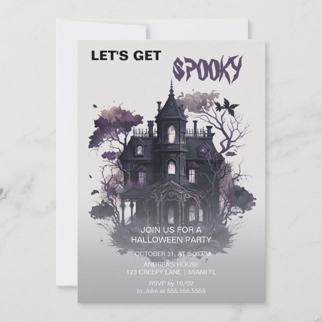 Spooky Gothic Haunted House Halloween  Invitation (Front)