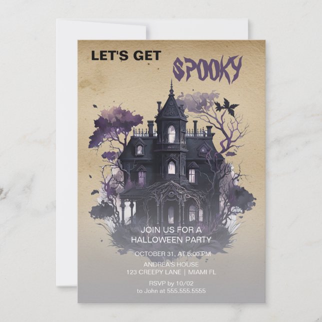 Spooky Gothic Haunted House Halloween  Invitation (Front)