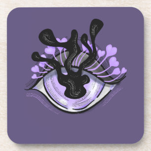 Spooky Gothic Purple Eye Halloween Art Coaster