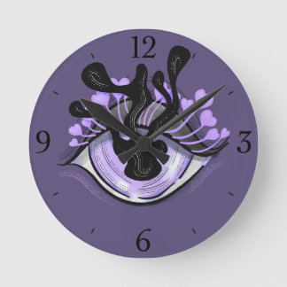 Spooky Gothic Purple Eye Halloween Art Round Clock