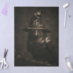 Spooky Gothic Raven Halloween Witch Hat Crow Tissue Paper