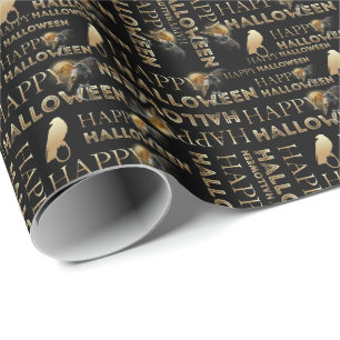 Spooky Gothic Raven In Full Moon Adult Halloween Wrapping Paper