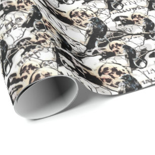 Spooky Gothic Raven In Full Moon Adult Halloween Wrapping Paper