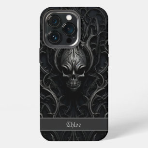 Spooky Gothic Skull Black & Grey iPhone 13 Pro Case