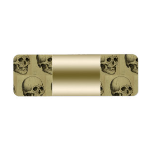 Spooky Gothic Skulls Pattern Gold Halloween