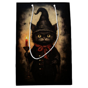 Spooky Gothic Vintage Cat  Medium Gift Bag
