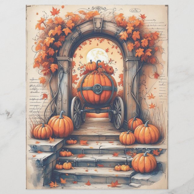 Spooky Gothic Vintage Halloween Scrapbook Paper  (Front)