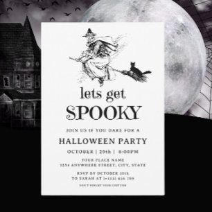 Spooky Gothic Witch Adult Halloween Costume Party Invitation