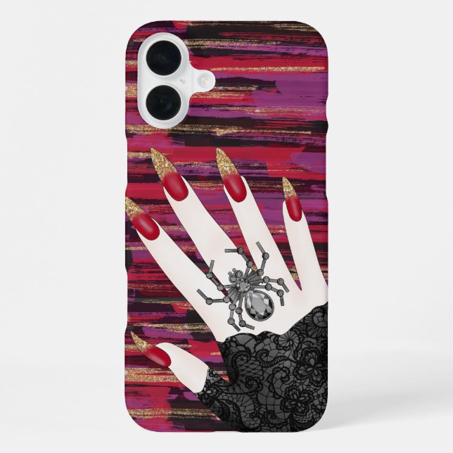 SPOOKY GOTHIC WOMANS HAND WITH LONG NAILS iPhone CASE (Back)