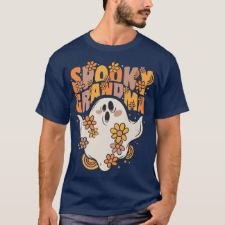Spooky Grandma Groovy Ghost With Vintage Flowers H T-Shirt