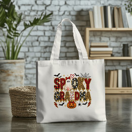 Spooky Grandma Halloween | Leopard Print Mix Tote Bag