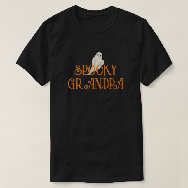 Spooky Grandpa Halloween Black Tee (Design Front)