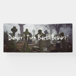 spooky graveyard banner