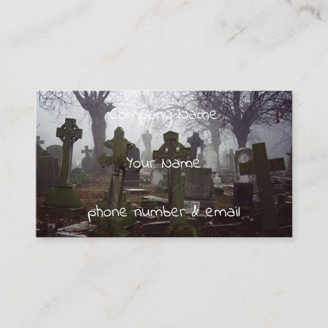 spooky graveyard business card (Front)