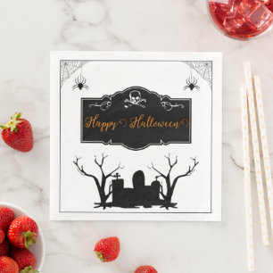 Spooky Graveyard Halloween Napkin