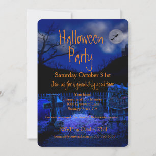 Spooky Graveyard Halloween Party Invitations