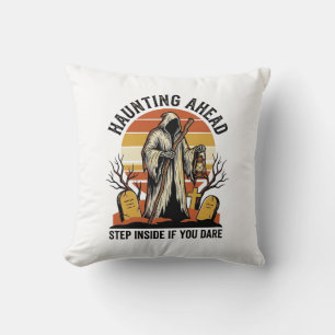 Spooky Graveyard Shirt with Haunted Sunset Reaper Cushion