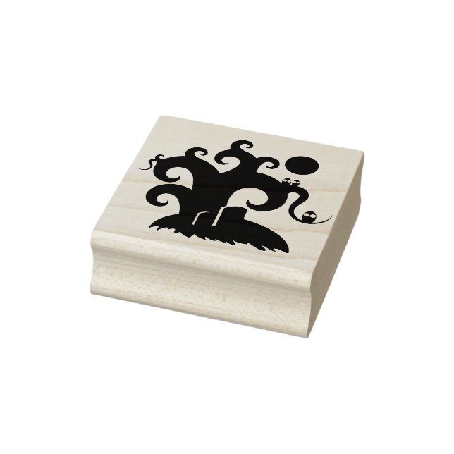 Spooky graveyard silhouette art stamp (Stamp)