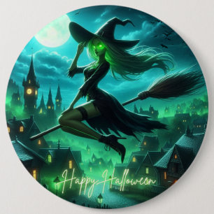 Spooky green aura Halloween witch 6 Cm Round Badge