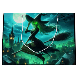Spooky green aura Halloween witch Large Gift Bag