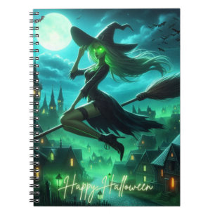 Spooky green aura Halloween witch Notebook