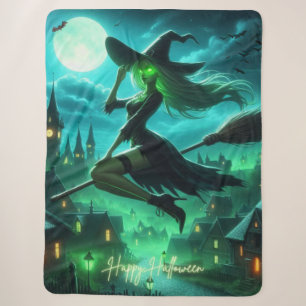 Spooky green aura Halloween witch Sherpa Blanket