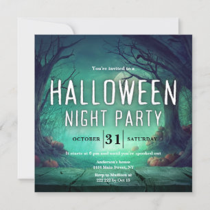 Spooky Green Forest Halloween Invitation