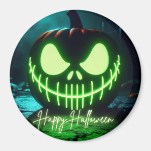 Spooky green glowing Halloween pumpkin Magnet