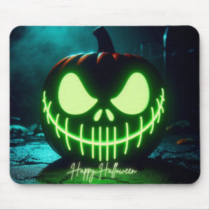 Spooky green glowing Halloween pumpkin Mouse Mat