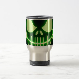 Spooky green glowing Halloween pumpkin Travel Mug