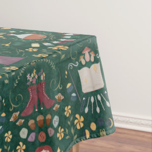 Spooky Green Halloween Witch Tablecloth