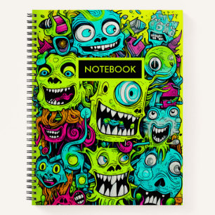 Spooky Green Monster Pattern Notebook