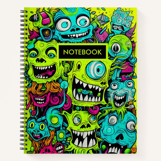 Spooky Green Monster Pattern Notebook (Front)