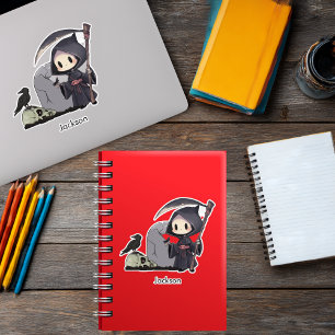 Spooky Grim Reaper Graveyard Crow Gothic Halloween