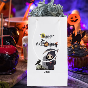 Spooky Grim Reaper Graveyard Crow Gothic Halloween Small Gift Bag