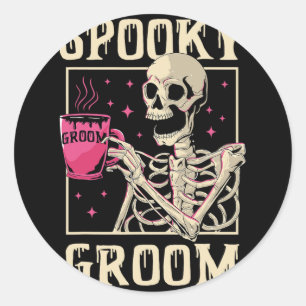 Spooky Groom Skeleton Halloween Wedding Chelor Par Classic Round Sticker