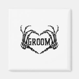 Spooky Groom Skeleton Hands Engagement Wedding Hal Magnet