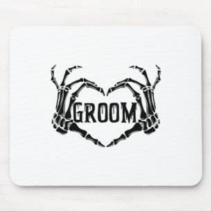 Spooky Groom Skeleton Hands Engagement Wedding Hal Mouse Mat
