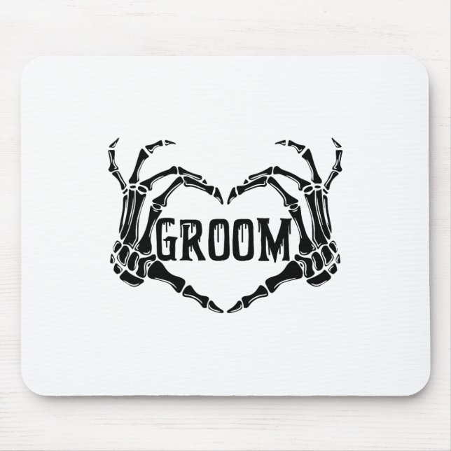 Spooky Groom Skeleton Hands Engagement Wedding Hal Mouse Mat (Front)