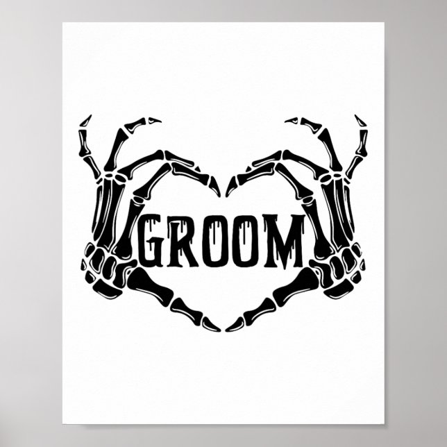 Spooky Groom Skeleton Hands Engagement Wedding Hal Poster (Front)