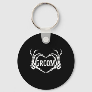 Spooky Groom Skeleton Hands Halloween Engagement W Key Ring