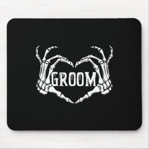 Spooky Groom Skeleton Hands Halloween Engagement W Mouse Mat
