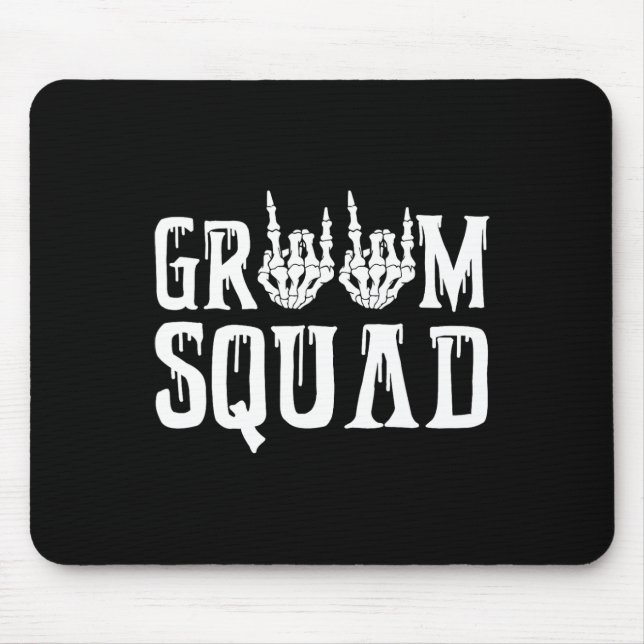Spooky Groom Squad Gothic Wedding Halloween Bachel Mouse Mat (Front)
