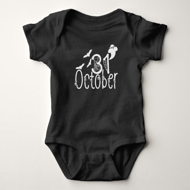Spooky Halloween 31 October Baby Bodysuit (Front)