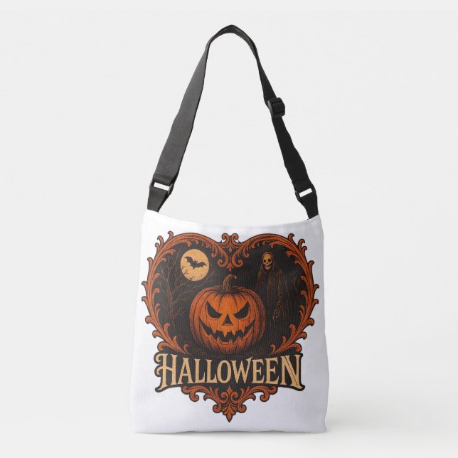 Spooky Halloween All-Over Print Crossbody Tote Bag (Front)